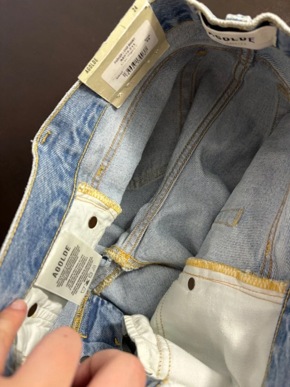 NEW Agolde Parker Long Shorts Cut-Off Distressed High-Rise Denim Button-Fly 24